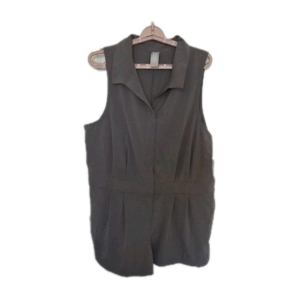 AVIA Plus XXL (20) GRAY Sleeveless Knit Romper Zip Front Pockets NWT